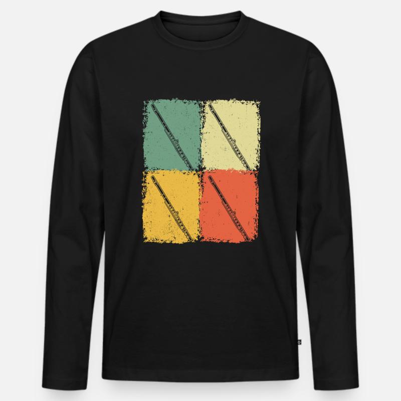 Querflöte Querflötenspieler Querflötist - Männer Premium Bio Langarmshirt - Schwarz