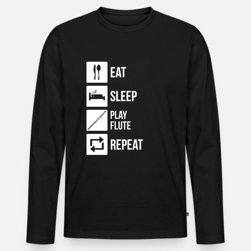 Querflöte Querflötenspieler Querflötist - Männer Premium Bio Langarmshirt - Schwarz