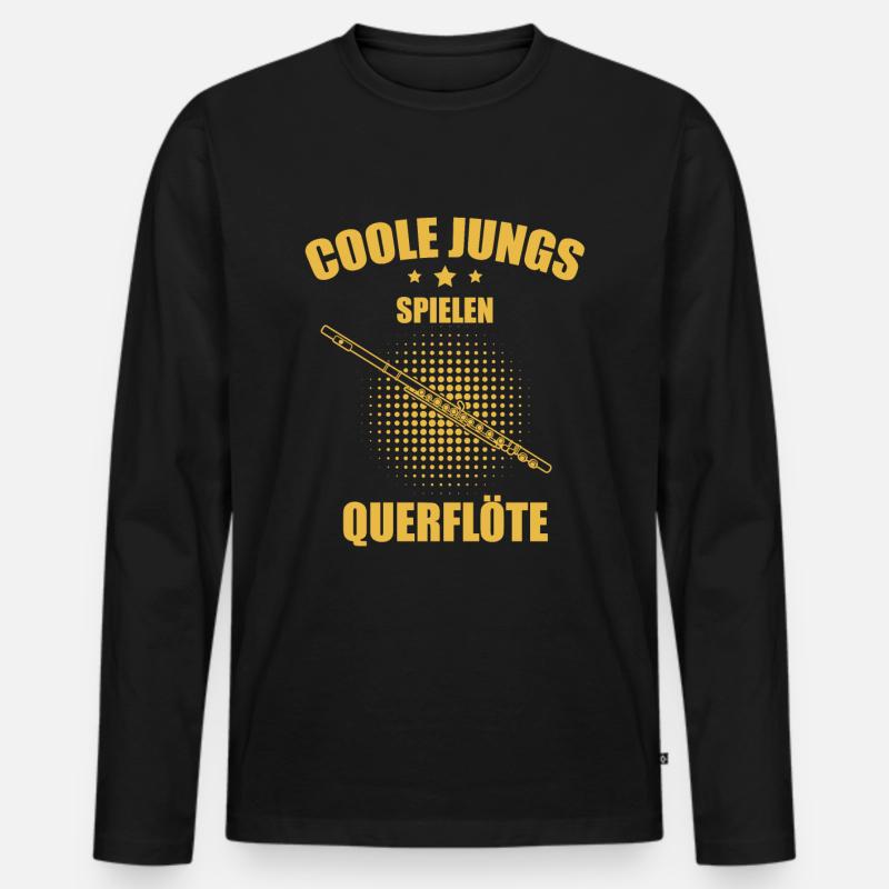 Querflöte Querflötenspieler Querflötist - Männer Premium Bio Langarmshirt - Schwarz