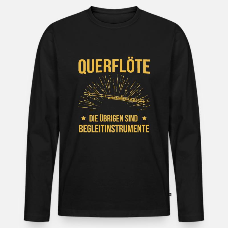 Querflöte Querflötenspieler Querflötist - Männer Premium Bio Langarmshirt - Schwarz