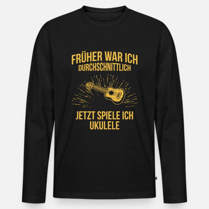 Ukulele Ukulele-Spieler Ukulelist - Männer Premium Bio Langarmshirt - Schwarz