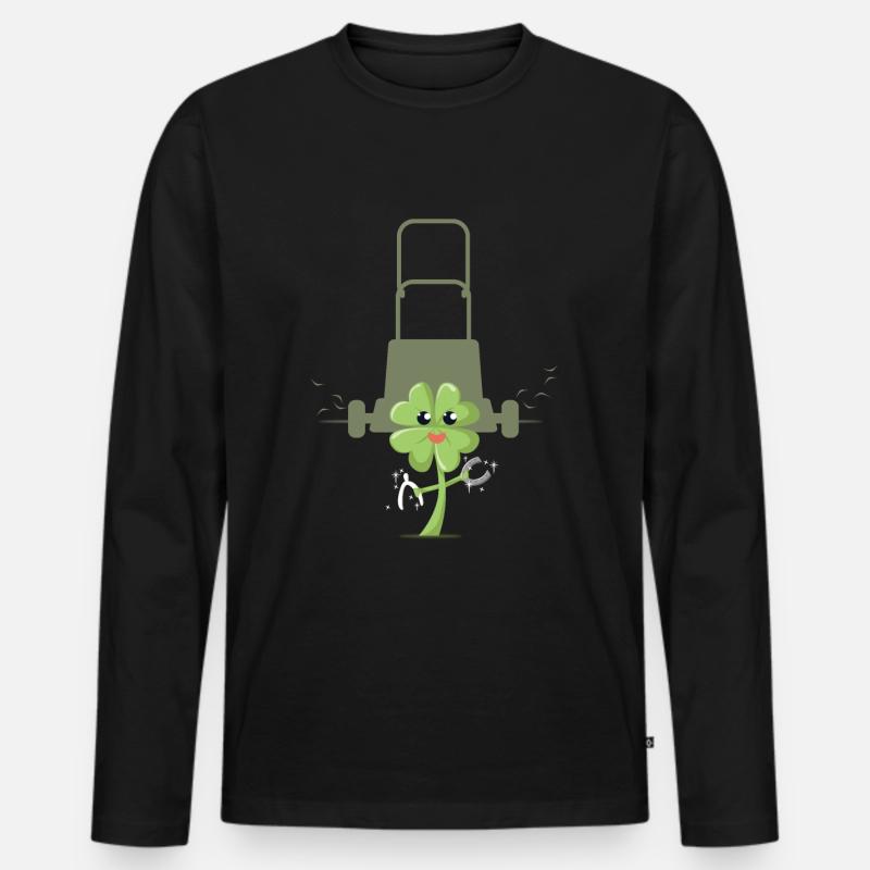 Ein Kleeblatt wird gemäht - Männer Premium Bio Langarmshirt - Schwarz