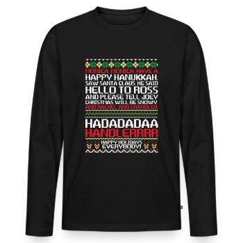 Monica Monica Happy Hanukkah Happy Santa - Men's Premium Organic Long Sleeve Shirt - black - Front - Nico (187cm)