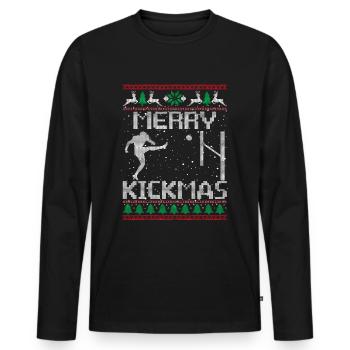 Merry Kickmas Funny Football Kick Sarcasm Christma - T-shirt manches longues Premium bio Homme - noir - Devant - Nico (187cm)