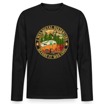 J'étais distancié social avant c'était cool drôle - T-shirt manches longues Premium bio Homme - noir - Devant - Nico (187cm)