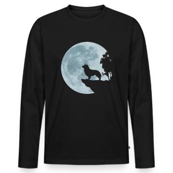 Australian Shepherd Dog Aussie Full Moon Gift - Men's Premium Organic Long Sleeve Shirt - black - Front - Nico (187cm)