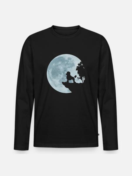 Pudel Königspudel Zwergpudel Mond Hund Geschenk - Männer Premium Bio Langarmshirt - Schwarz