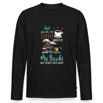 Juste pour moi le café, donne-moi mes livres drôle - T-shirt manches longues Premium bio Homme - noir - Devant - Nico (187cm)