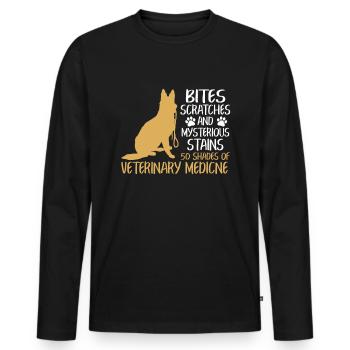 Bites Scratches And Mysterious Stains T Shirt - Männer Premium Bio Langarmshirt - Schwarz - Vorne - Nico (187cm)