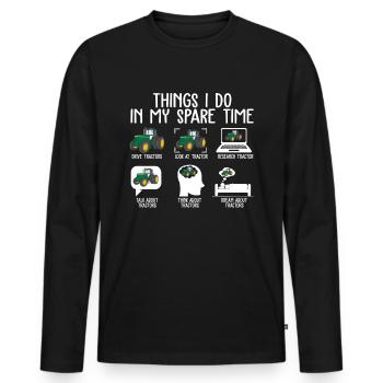 Things I Do In My Spare Time Tractors T Shirt - T-shirt manches longues Premium bio Homme - noir - Devant - Nico (187cm)