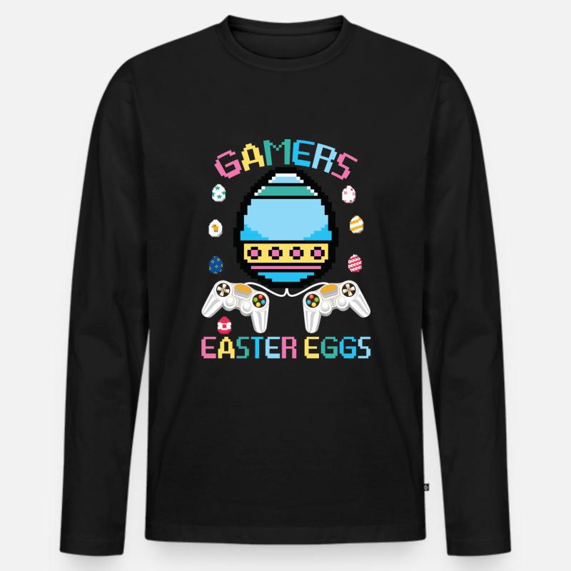 Gamer Easter Eggs - Männer Premium Bio Langarmshirt - Schwarz