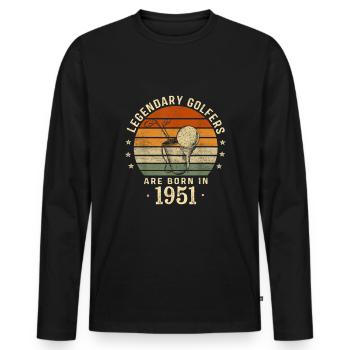 Golf Geschenk Vatertag 1951 - Männer Premium Bio Langarmshirt - Schwarz - Vorne - Nico (187cm)