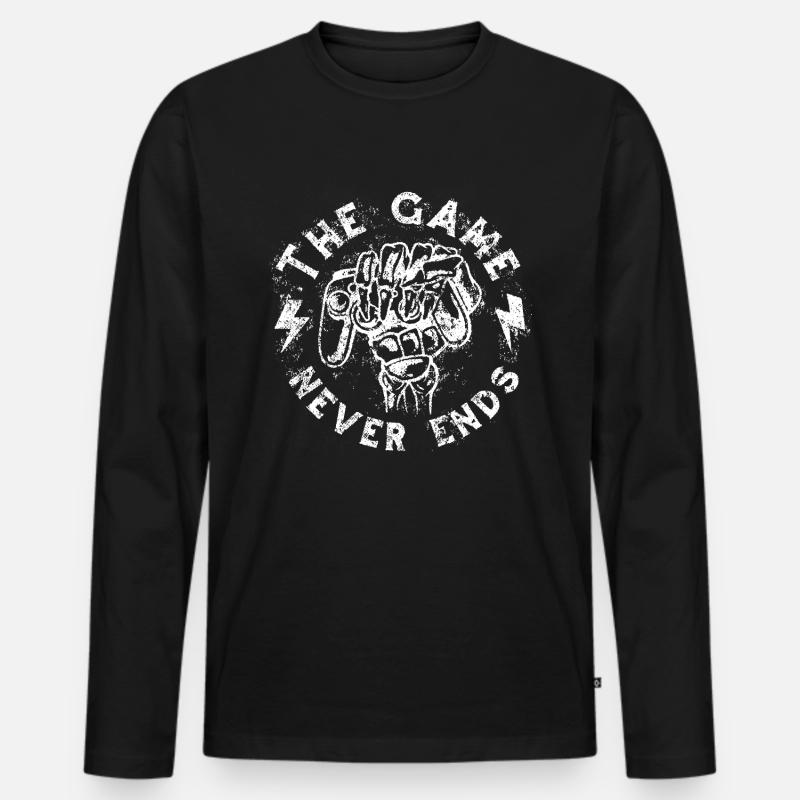 Game never ends - Männer Premium Bio Langarmshirt - Schwarz