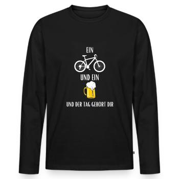 Bier Fahrrad Mountainbike Spruch Geschenk - Männer Premium Bio Langarmshirt - Schwarz - Vorne - Nico (187cm)