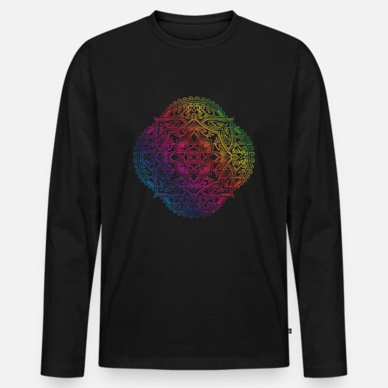 Mandala - Männer Premium Bio Langarmshirt - Schwarz