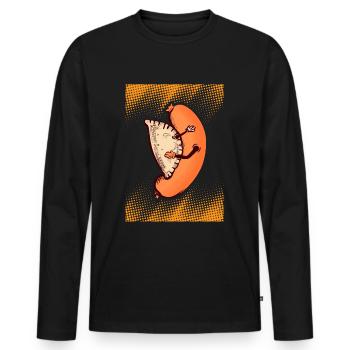 Pierogi Kiełbasa Fleischwurstknödel Kochen - Männer Premium Bio Langarmshirt - Schwarz - Vorne - Nico (187cm)