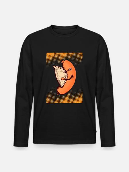 Pierogi Kiełbasa Fleischwurstknödel Kochen - Männer Premium Bio Langarmshirt - Schwarz