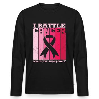 I Battle Breast Cancer Awareness T Shirt - T-shirt manches longues Premium bio Homme - noir - Devant - Nico (187cm)