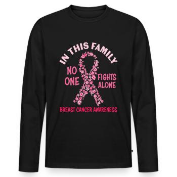 In this Family No one Fights Alone Breast Cancer - T-shirt manches longues Premium bio Homme - noir - Devant - Nico (187cm)