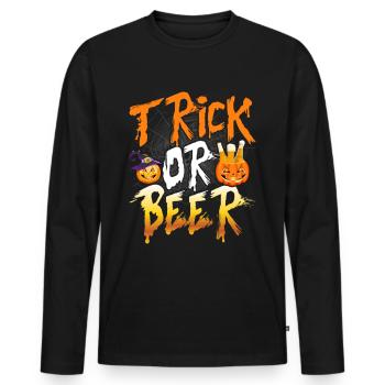 Halloween Trick Or Beer - T-shirt manches longues Premium bio Homme - noir - Devant - Nico (187cm)