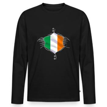Ireland flag proud irish - Männer Premium Bio Langarmshirt - Schwarz - Vorne - Nico (187cm)