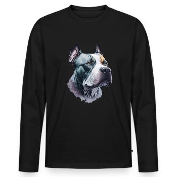 Pitbull Terrier Art amoureux des chiens - T-shirt manches longues Premium bio Homme - noir - Devant - Nico (187cm)