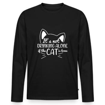 Cats cat alone drinking gift - Men's Premium Organic Long Sleeve Shirt - black - Front - Nico (187cm)