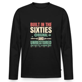 Hergestellt In Den 60er Jahren Geschenk - Männer Premium Bio Langarmshirt - Schwarz - Vorne - Nico (187cm)