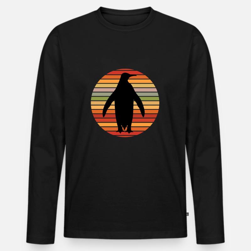 Pinguin - Männer Premium Bio Langarmshirt - Schwarz