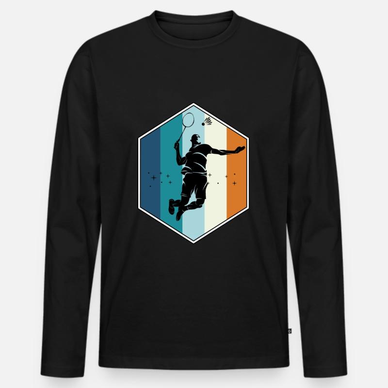 Badminton - Männer Premium Bio Langarmshirt - Schwarz