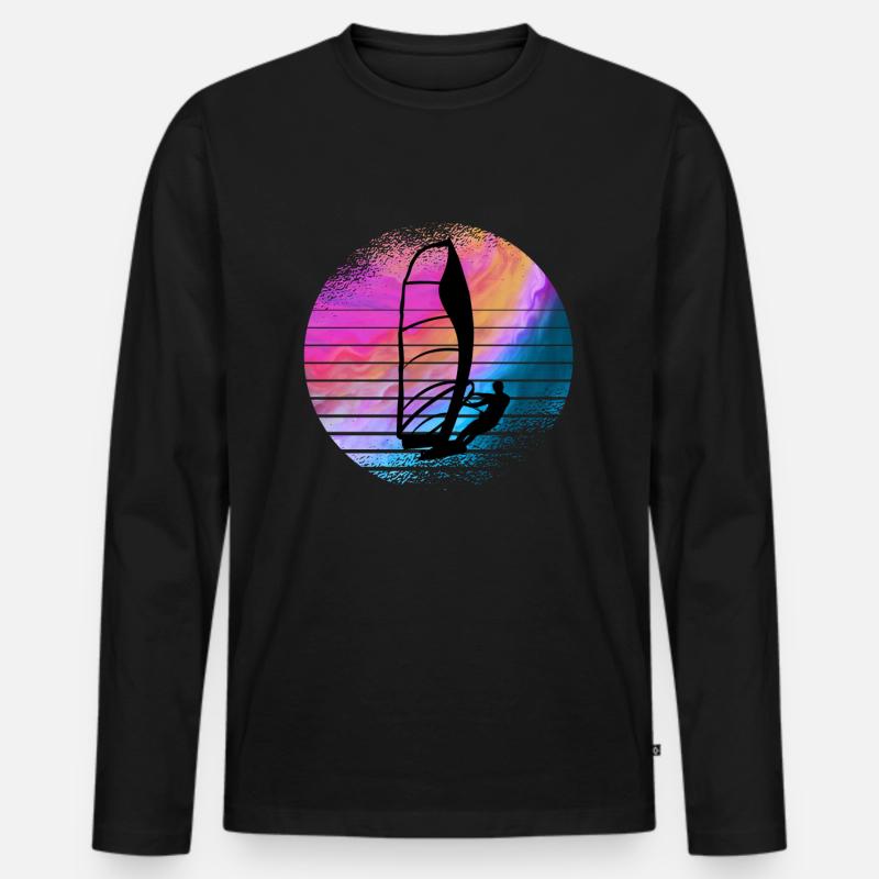 Windsurfen - Männer Premium Bio Langarmshirt - Schwarz