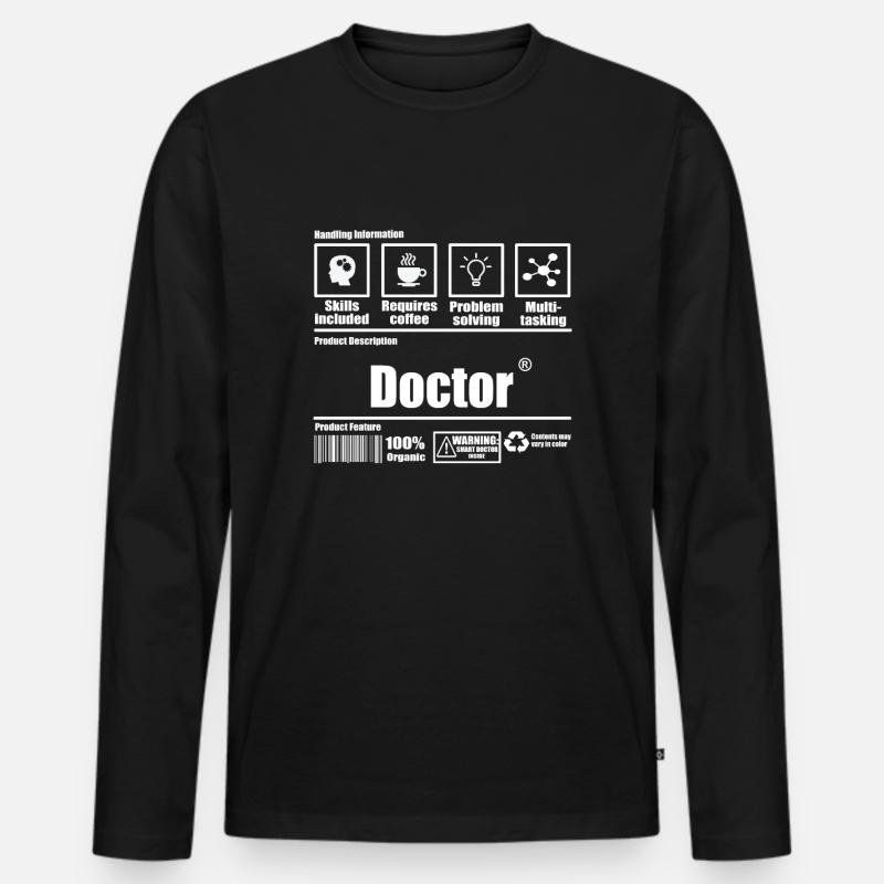 Doktor - Männer Premium Bio Langarmshirt - Schwarz