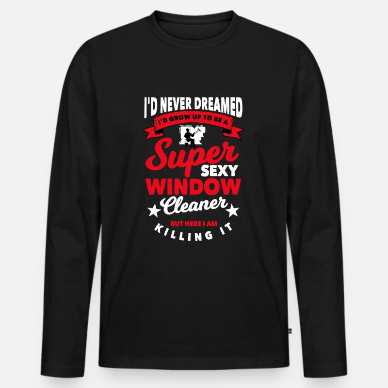 Fensterputzer Geschenk - Männer Premium Bio Langarmshirt - Schwarz
