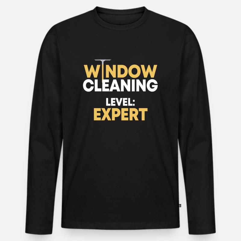Fensterputzer Experte - Männer Premium Bio Langarmshirt - Schwarz