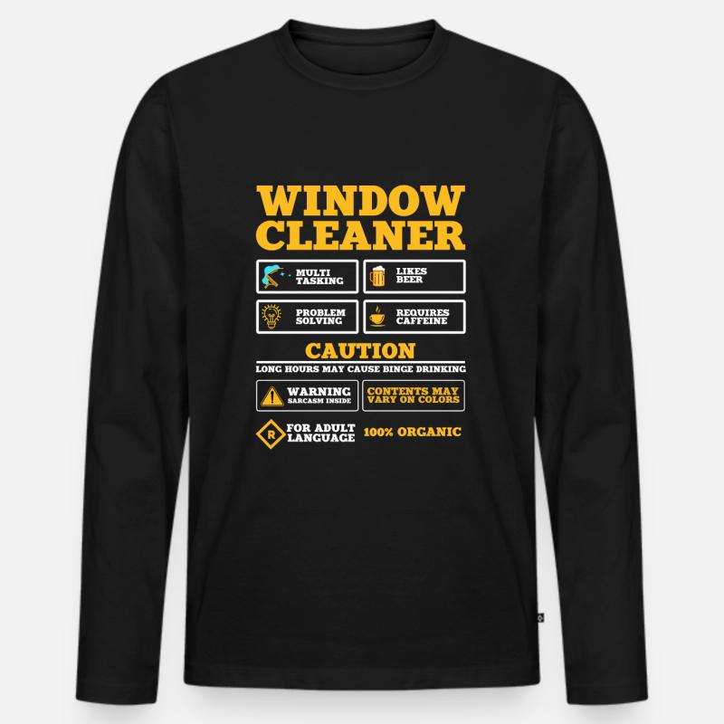 Fensterputzer Geschenkidee - Männer Premium Bio Langarmshirt - Schwarz