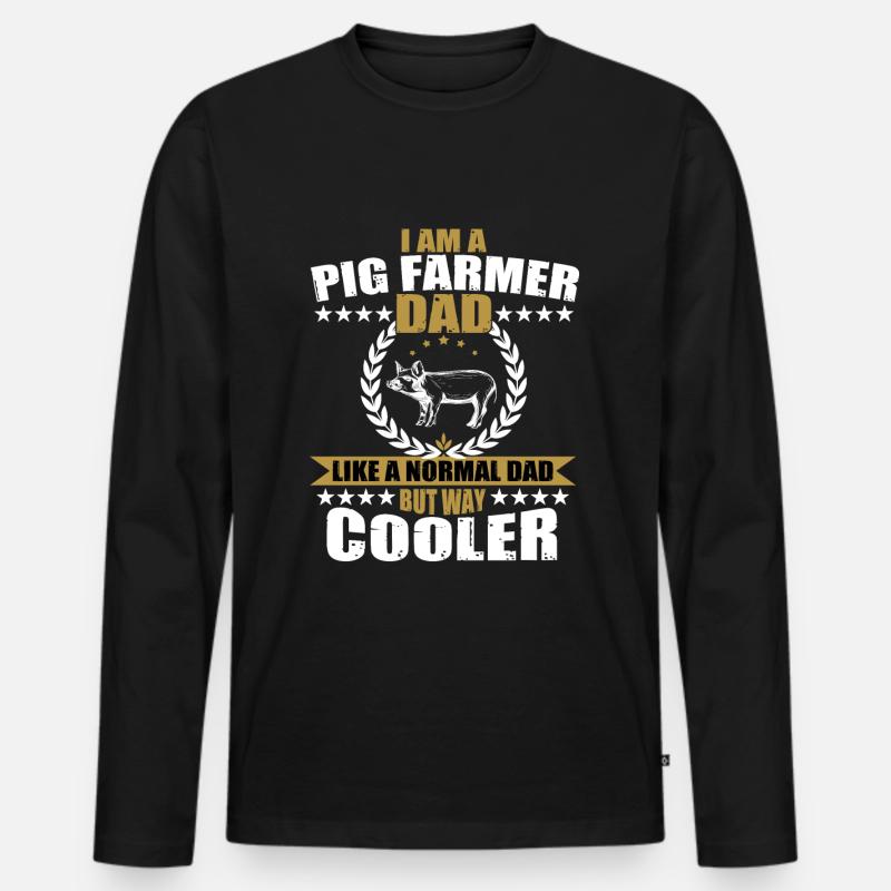 Schwein Bauer Geschenk Papa - Männer Premium Bio Langarmshirt - Schwarz