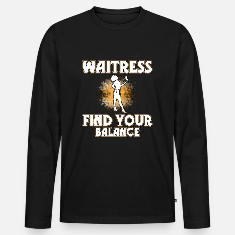 Kellnerin - Männer Premium Bio Langarmshirt - Schwarz