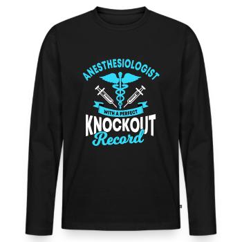Anesthetists saying - Men's Premium Organic Long Sleeve Shirt - black - Front - Nico (187cm)