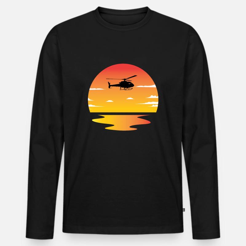Hubschrauber - Männer Premium Bio Langarmshirt - Schwarz