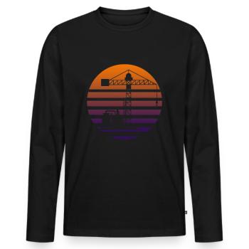 Kran - Männer Premium Bio Langarmshirt - Schwarz - Vorne - Nico (187cm)