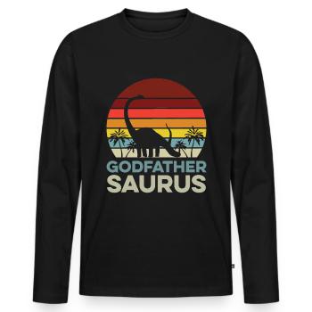 Parrain Saurus Meilleur parrain Firmpate Oncle - T-shirt manches longues Premium bio Homme - noir - Devant - Nico (187cm)