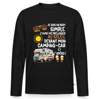 Mon papy Aime Le Camping-car Humour Homme - T-shirt manches longues Premium bio Homme - noir - Devant - Nico (187cm)