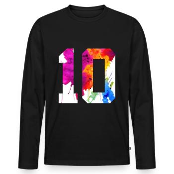 NUMBER 10 YEARS OLD 10TH BIRTHDAY - Men's Premium Organic Long Sleeve Shirt - black - Front - Nico (187cm)