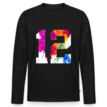 NUMBER 12 YEARS OLD 12TH BIRTHDAY - Men's Premium Organic Long Sleeve Shirt - black - Front - Nico (187cm)