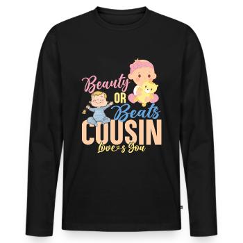 famille, sexe, révéler, fille, - T-shirt manches longues Premium bio Homme - noir - Devant - Nico (187cm)