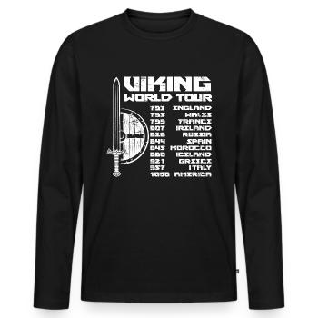 Tour du monde viking | Walhalla guerrier raid Odin - T-shirt manches longues Premium bio Homme - noir - Devant - Nico (187cm)