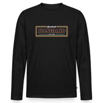 Le plus grand mari depuis 2002 - T-shirt manches longues Premium bio Homme - noir - Devant - Nico (187cm)