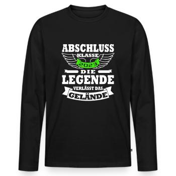 Abschlussklasse 2023 Abitur 2023 - Männer Premium Bio Langarmshirt - Schwarz - Vorne - Nico (187cm)