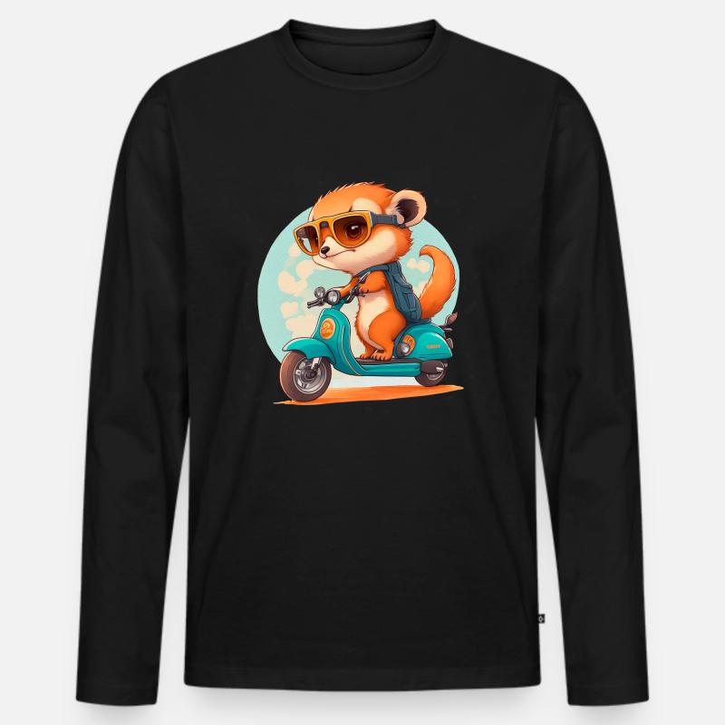 Escooting Erdmännchen Escooter Elektroroller - Männer Premium Bio Langarmshirt - Schwarz