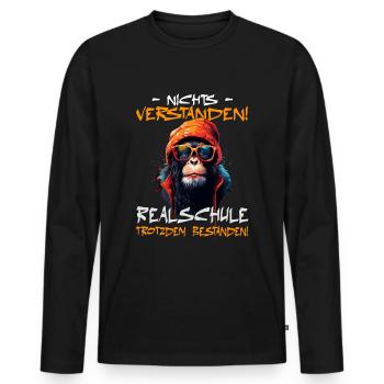 Realschule bestanden - Schulabschluss - Männer Premium Bio Langarmshirt - Schwarz - Vorne - Nico (187cm)